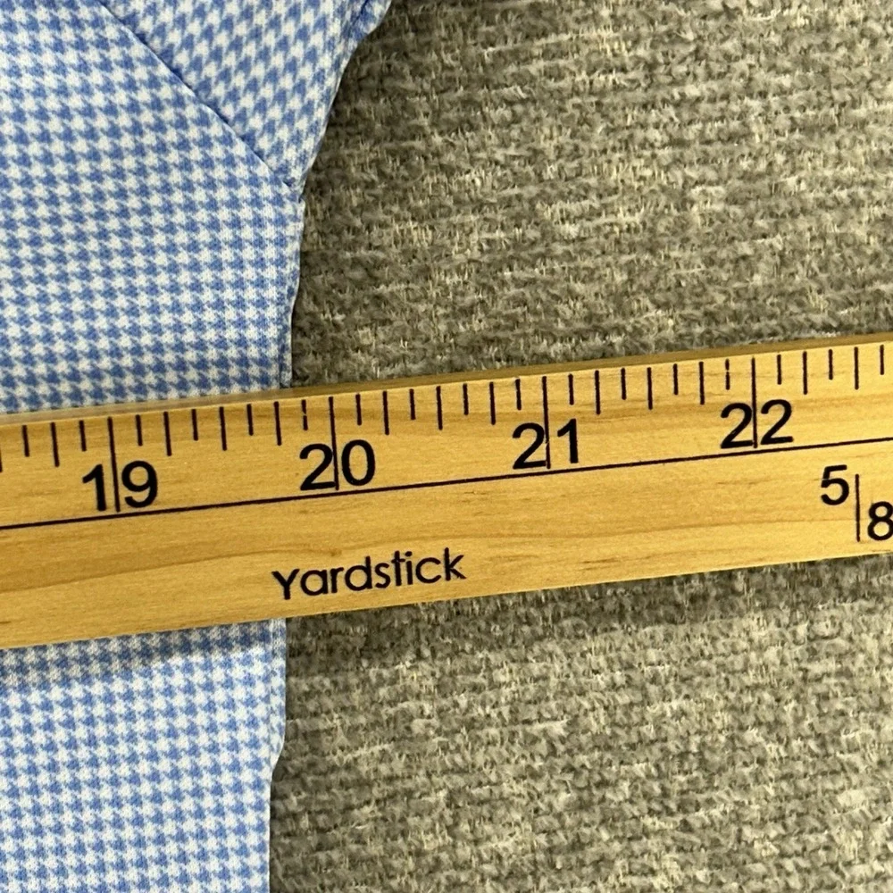 Collars & Co. Golf Polo Shirt Men Size Small Light Blue Gingham‎ Short Sleeve